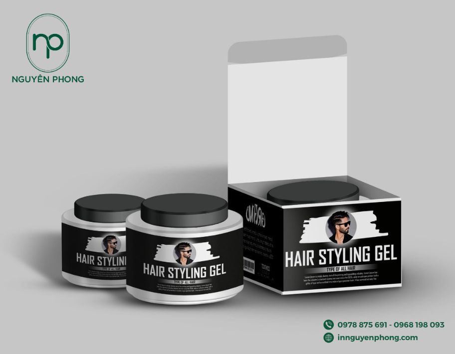 In hộp giấy đựng gel làm tóc đơn giản